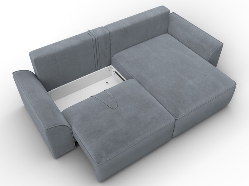 Диван угловой Лига-048 НПБ, Велюр, TOWER 10 серый