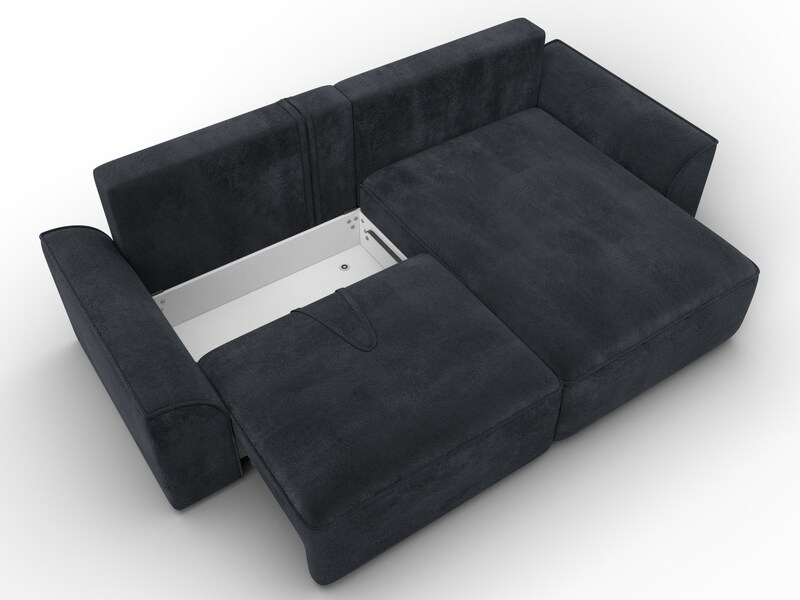 Диван угловой Лига-048 НПБ, Велюр, TOWER 11 темно-серый