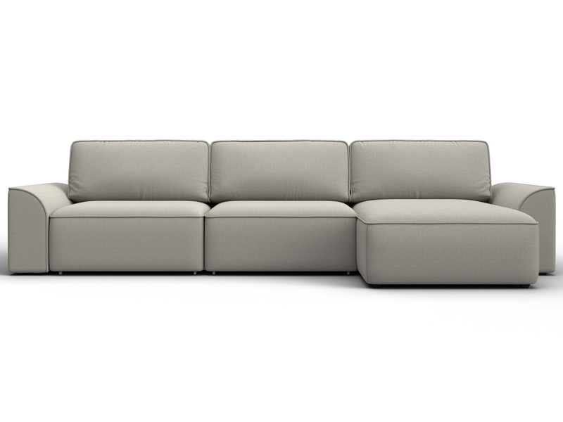 Диван угловой Лига-048 НПБ лонг, Рогожка, Амур 02 бежевый