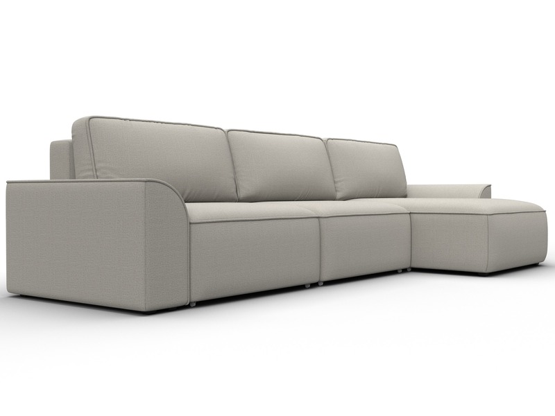 Диван угловой Лига-048 НПБ лонг, Рогожка, Амур 02 бежевый