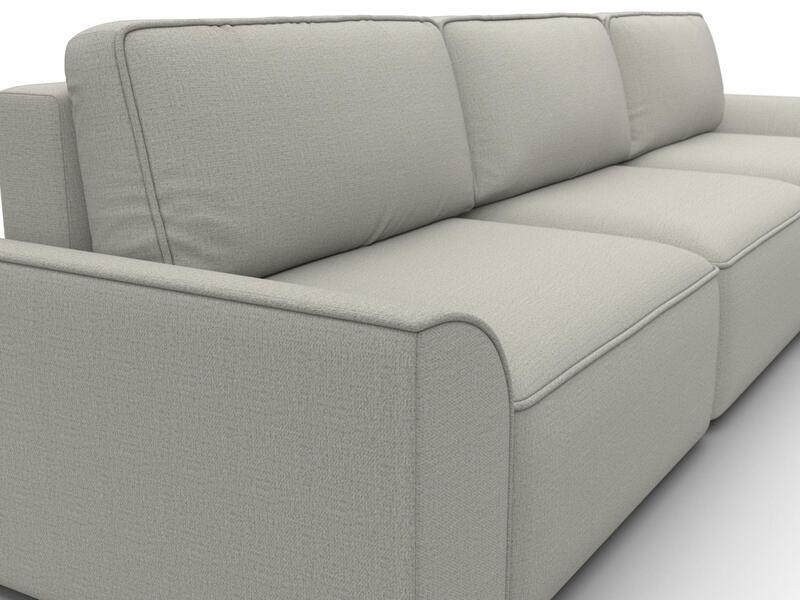 Диван угловой Лига-048 НПБ лонг, Рогожка, Амур 02 бежевый