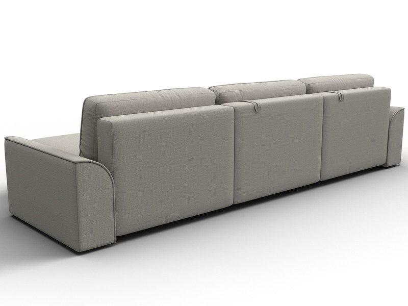 Диван угловой Лига-048 НПБ лонг, Рогожка, Амур 02 бежевый