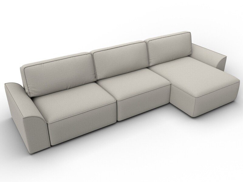 Диван угловой Лига-048 НПБ лонг, Рогожка, Амур 02 бежевый