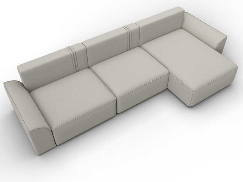 Диван угловой Лига-048 НПБ лонг, Рогожка, Амур 02 бежевый