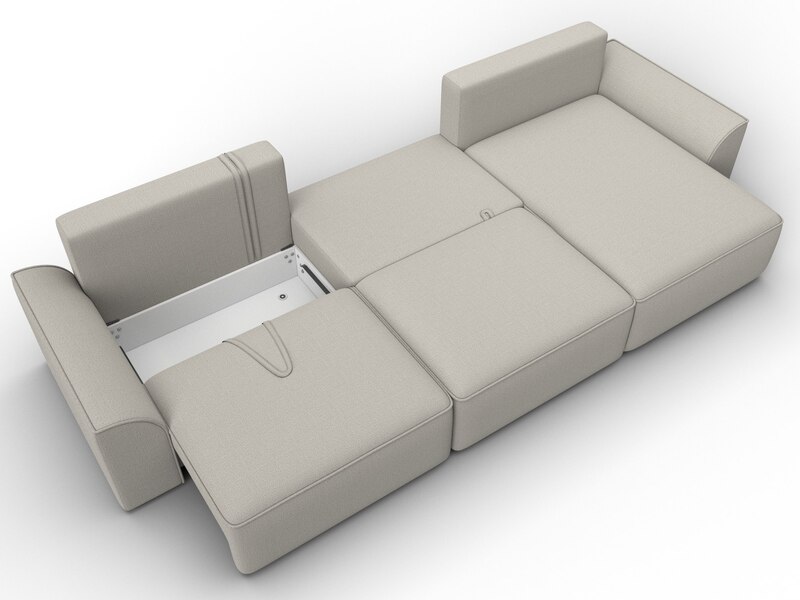 Диван угловой Лига-048 НПБ лонг, Рогожка, Амур 02 бежевый