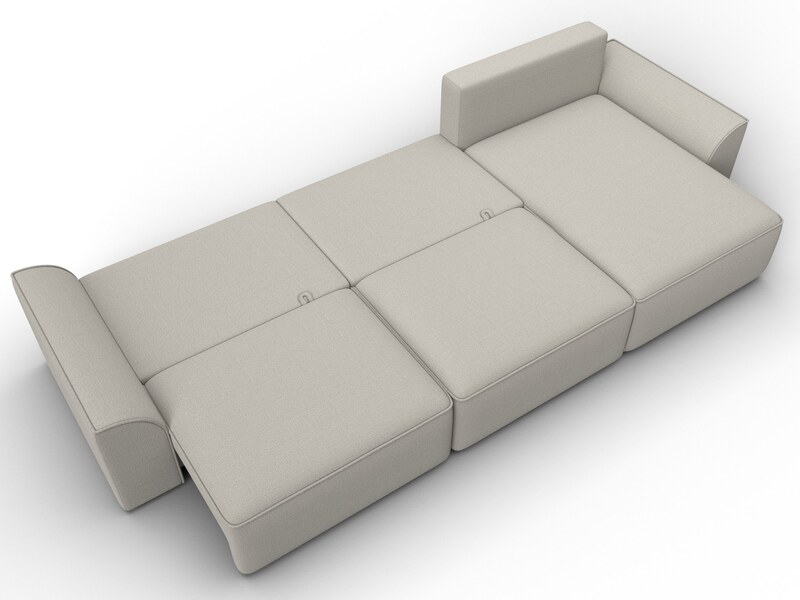 Диван угловой Лига-048 НПБ лонг, Рогожка, Амур 02 бежевый