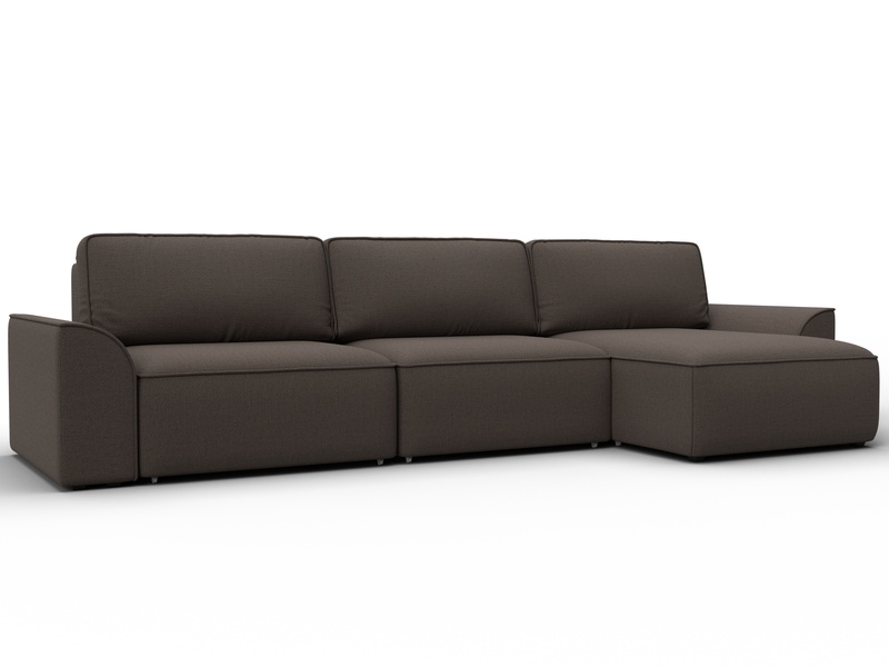 Диван угловой Лига-048 НПБ лонг, Рогожка, Амур 05 коричневый