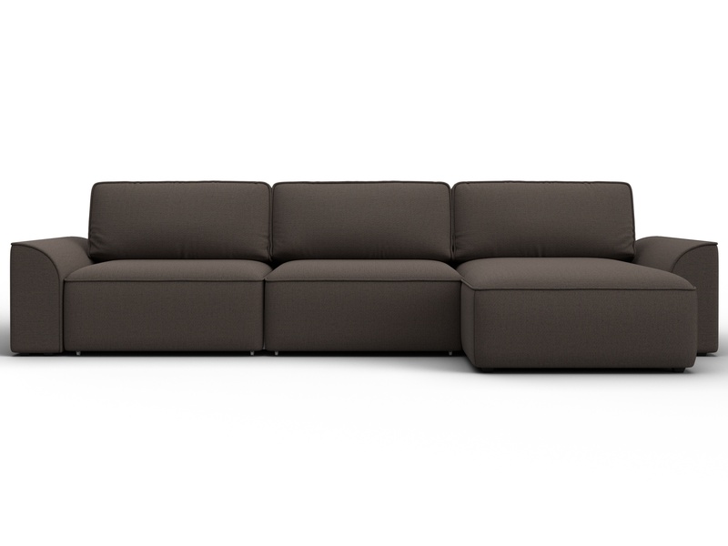 Диван угловой Лига-048 НПБ лонг, Рогожка, Амур 05 коричневый