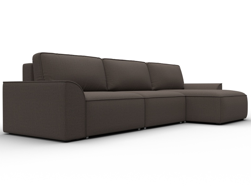 Диван угловой Лига-048 НПБ лонг, Рогожка, Амур 05 коричневый