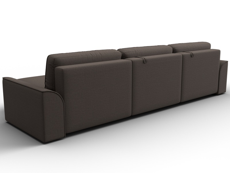 Диван угловой Лига-048 НПБ лонг, Рогожка, Амур 05 коричневый