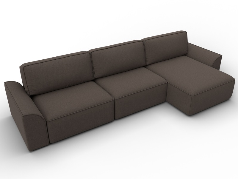 Диван угловой Лига-048 НПБ лонг, Рогожка, Амур 05 коричневый