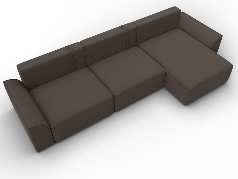 Диван угловой Лига-048 НПБ лонг, Рогожка, Амур 05 коричневый