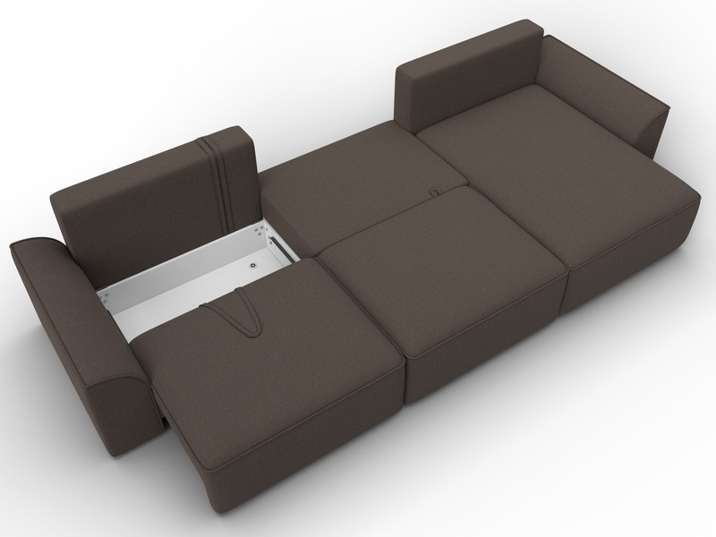 Диван угловой Лига-048 НПБ лонг, Рогожка, Амур 05 коричневый