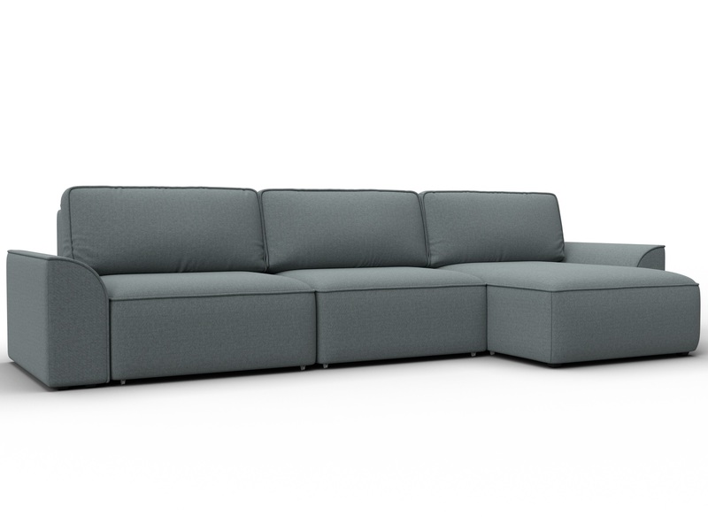 Диван угловой Лига-048 НПБ лонг, Рогожка, Амур 07 серый