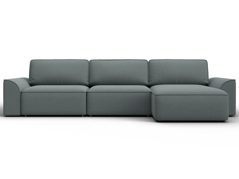 Диван угловой Лига-048 НПБ лонг, Рогожка, Амур 07 серый