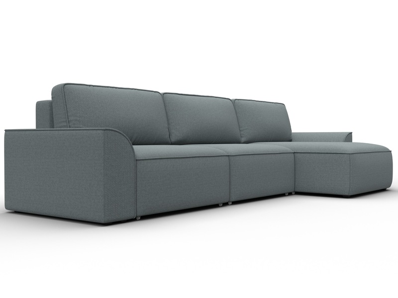 Диван угловой Лига-048 НПБ лонг, Рогожка, Амур 07 серый