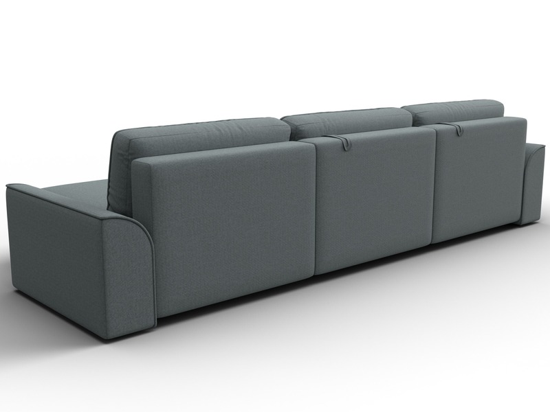 Диван угловой Лига-048 НПБ лонг, Рогожка, Амур 07 серый