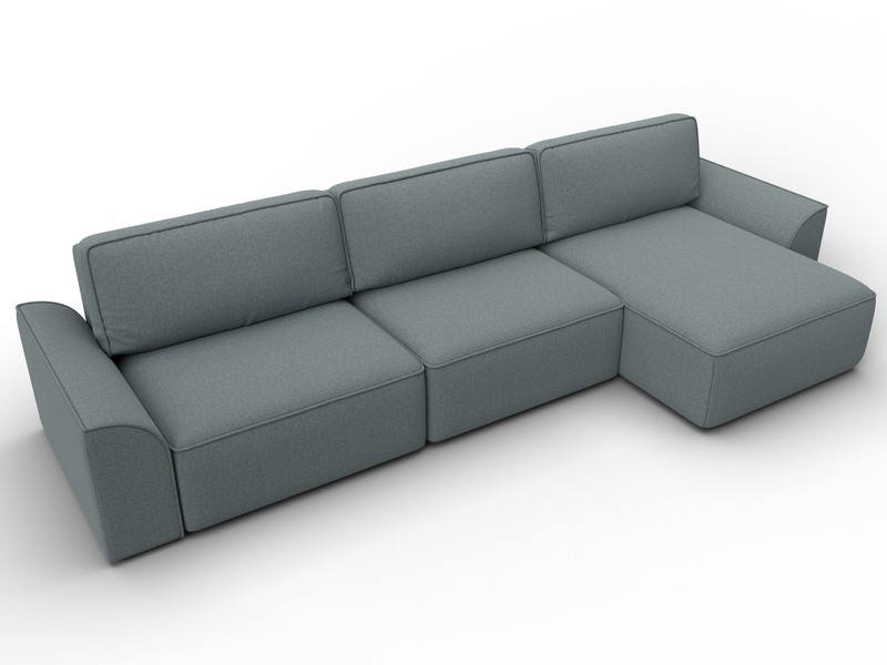 Диван угловой Лига-048 НПБ лонг, Рогожка, Амур 07 серый