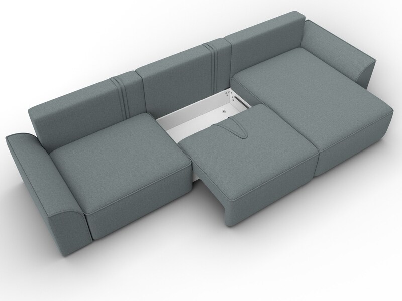 Диван угловой Лига-048 НПБ лонг, Рогожка, Амур 07 серый