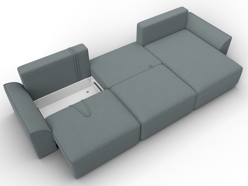 Диван угловой Лига-048 НПБ лонг, Рогожка, Амур 07 серый