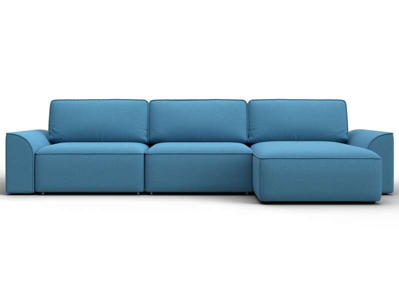 Диван угловой Лига-048 НПБ лонг, Рогожка, Амур 10 голубой