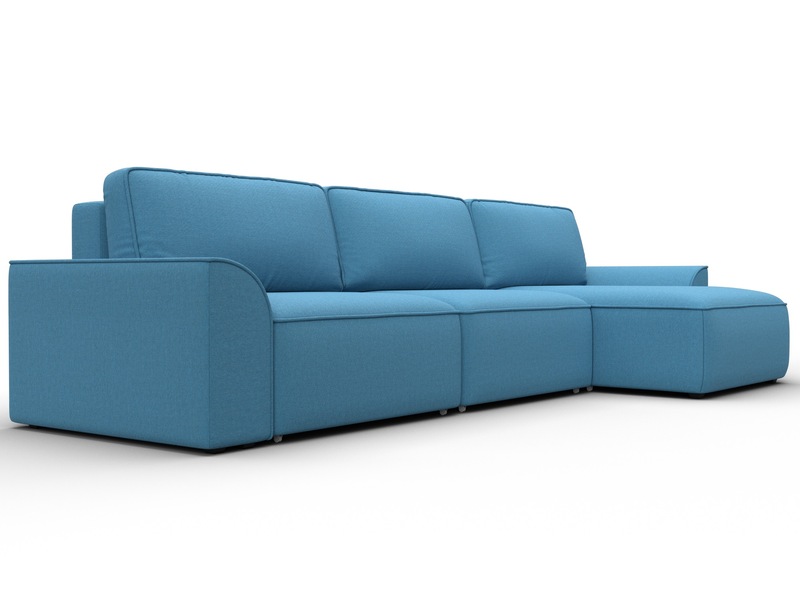 Диван угловой Лига-048 НПБ лонг, Рогожка, Амур 10 голубой