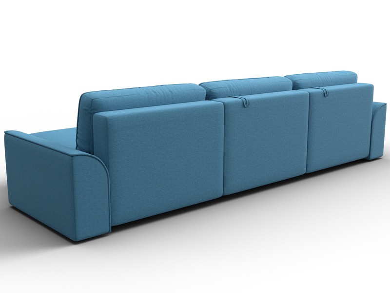 Диван угловой Лига-048 НПБ лонг, Рогожка, Амур 10 голубой