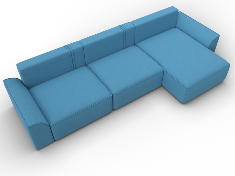 Диван угловой Лига-048 НПБ лонг, Рогожка, Амур 10 голубой