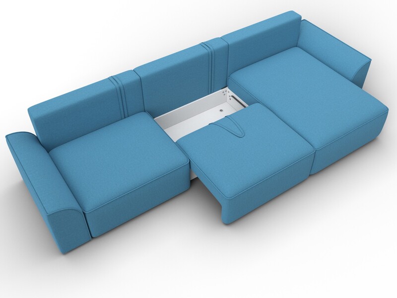 Диван угловой Лига-048 НПБ лонг, Рогожка, Амур 10 голубой
