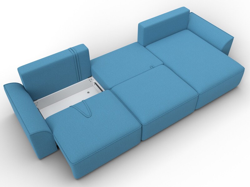 Диван угловой Лига-048 НПБ лонг, Рогожка, Амур 10 голубой