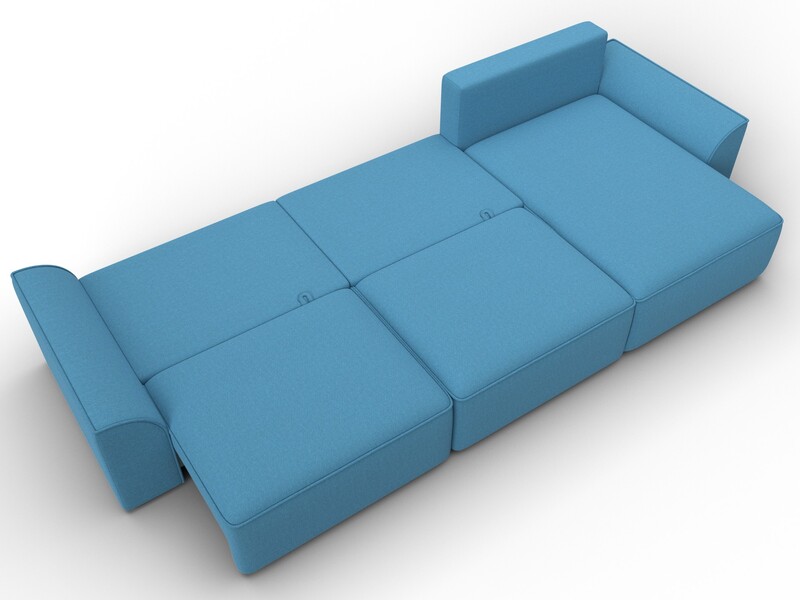 Диван угловой Лига-048 НПБ лонг, Рогожка, Амур 10 голубой