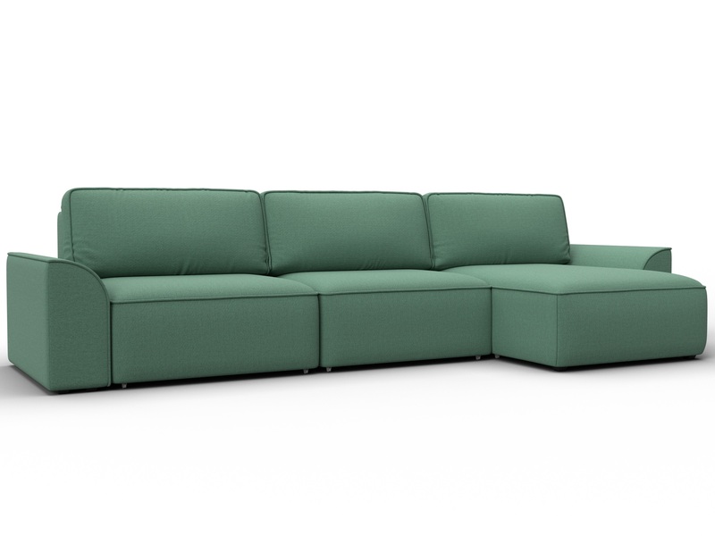 Диван угловой Лига-048 НПБ лонг, Рогожка, Амур 11 зеленый