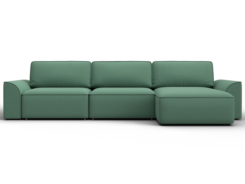 Диван угловой Лига-048 НПБ лонг, Рогожка, Амур 11 зеленый