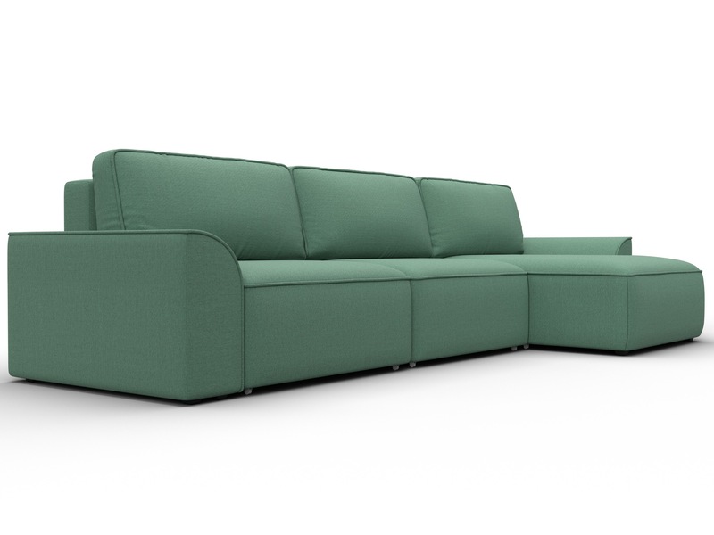 Диван угловой Лига-048 НПБ лонг, Рогожка, Амур 11 зеленый