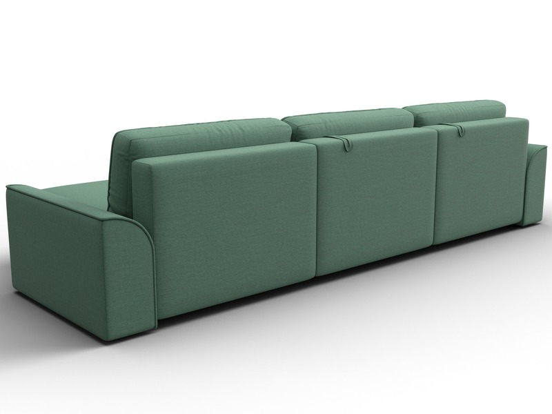 Диван угловой Лига-048 НПБ лонг, Рогожка, Амур 11 зеленый