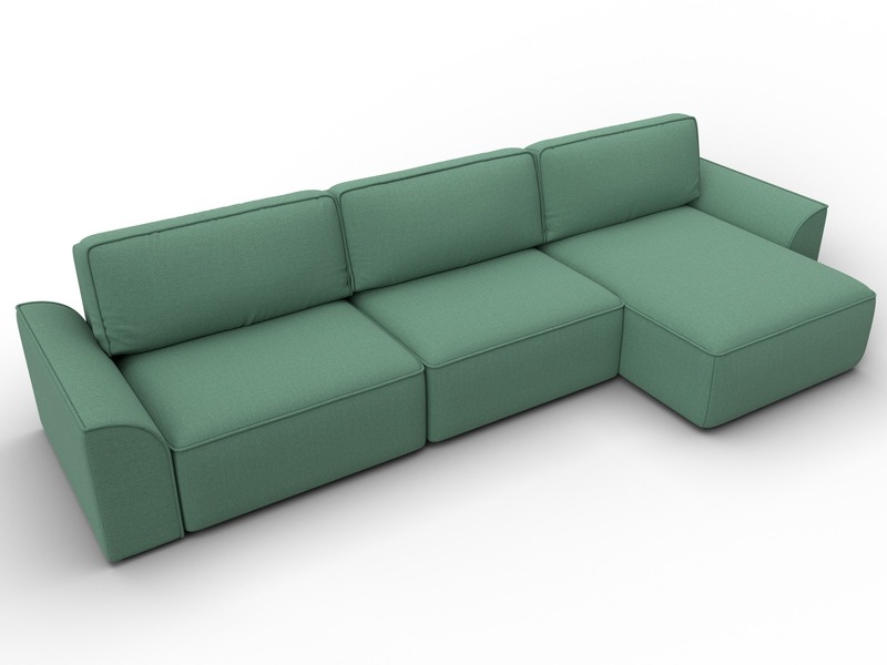 Диван угловой Лига-048 НПБ лонг, Рогожка, Амур 11 зеленый