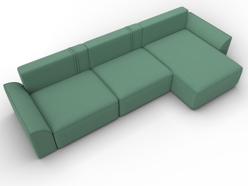 Диван угловой Лига-048 НПБ лонг, Рогожка, Амур 11 зеленый