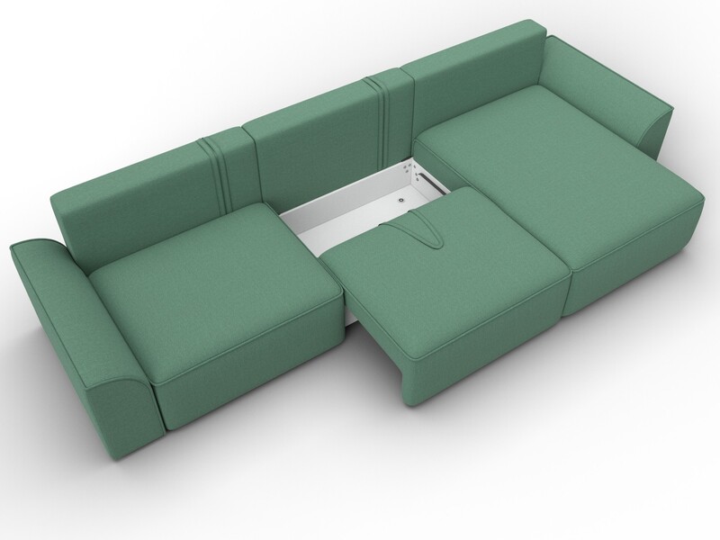 Диван угловой Лига-048 НПБ лонг, Рогожка, Амур 11 зеленый