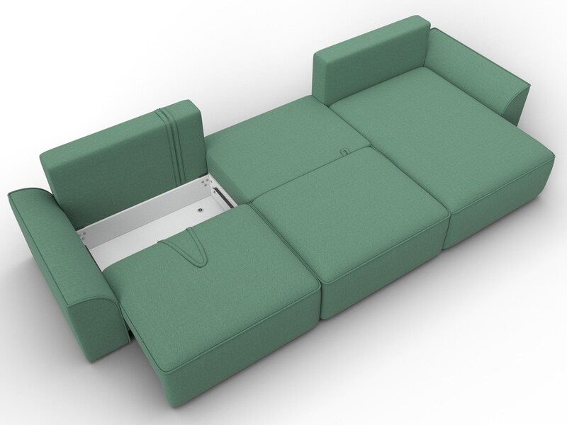 Диван угловой Лига-048 НПБ лонг, Рогожка, Амур 11 зеленый
