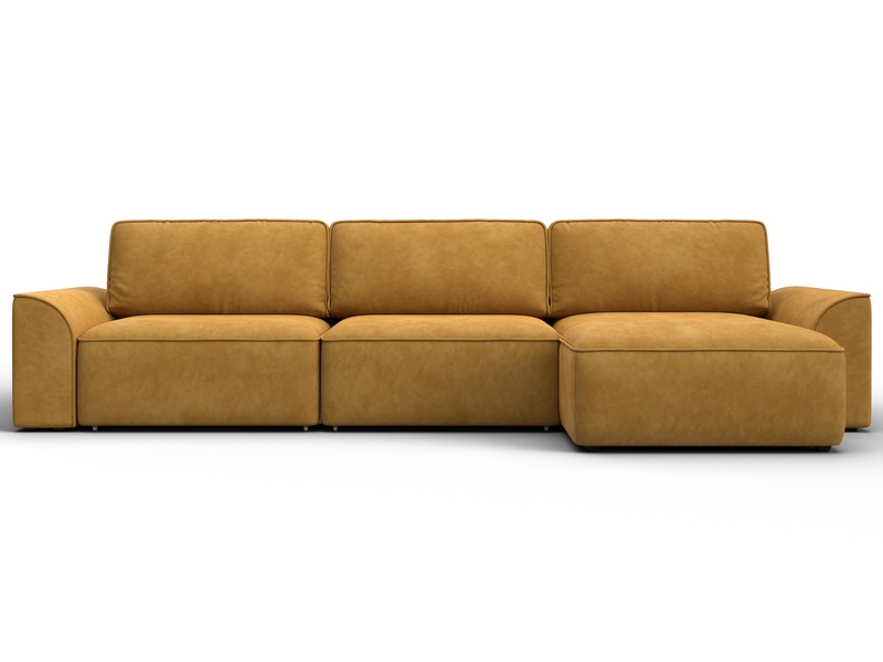 Диван угловой Лига-048 НПБ лонг, Велюр, BRUT 10 желтый