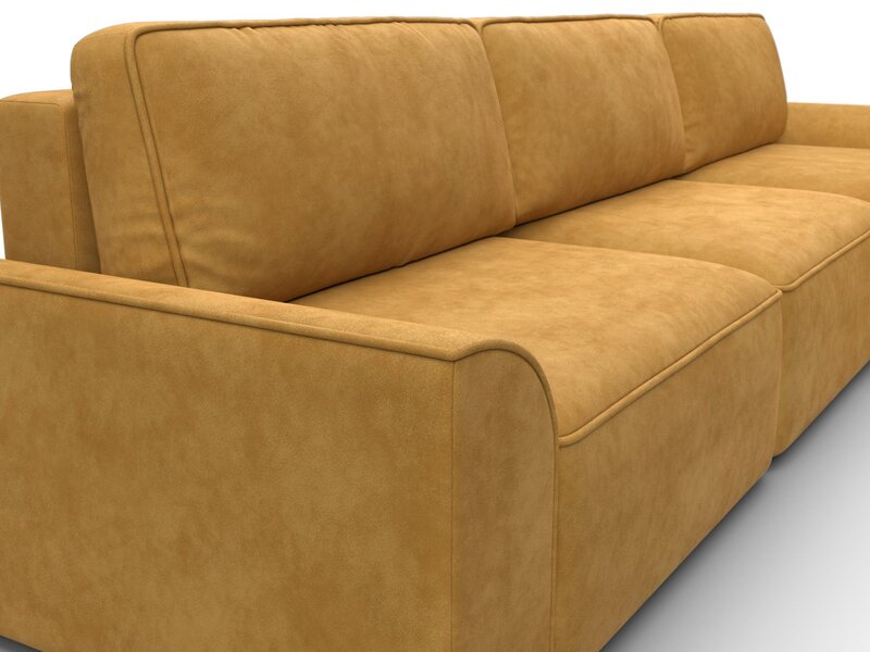 Диван угловой Лига-048 НПБ лонг, Велюр, BRUT 10 желтый