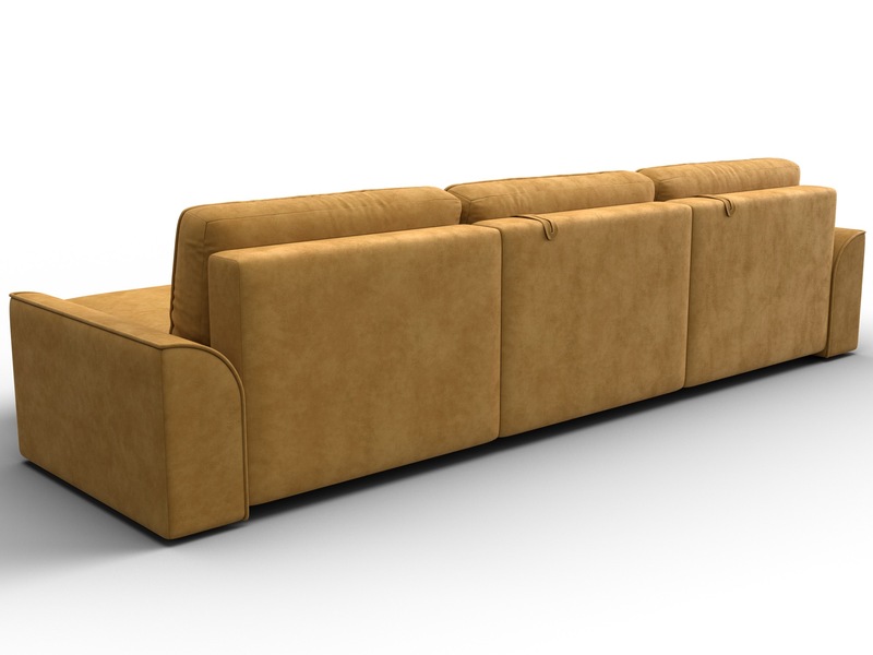 Диван угловой Лига-048 НПБ лонг, Велюр, BRUT 10 желтый