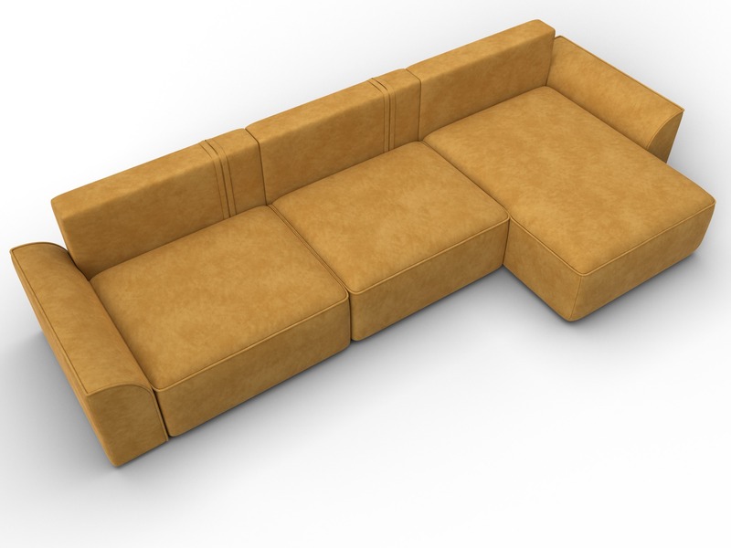 Диван угловой Лига-048 НПБ лонг, Велюр, BRUT 10 желтый