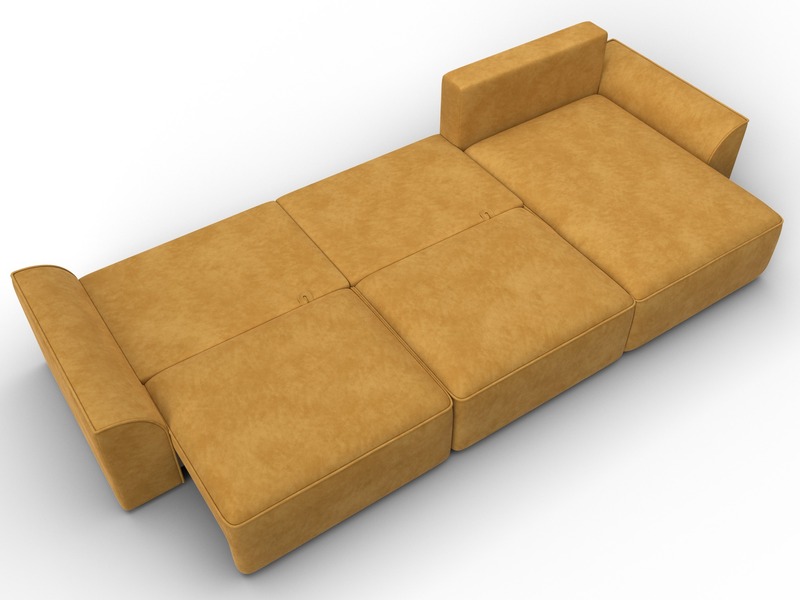 Диван угловой Лига-048 НПБ лонг, Велюр, BRUT 10 желтый