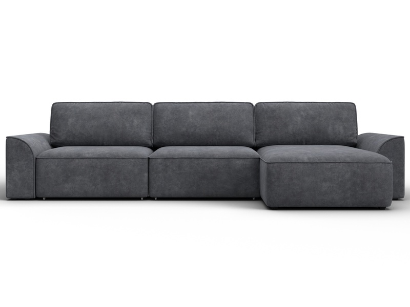 Диван угловой Лига-048 НПБ лонг, Велюр, BRUT 16 темно-серый