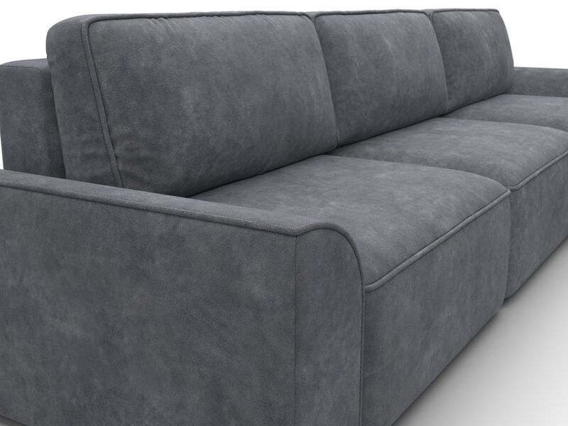 Диван угловой Лига-048 НПБ лонг, Велюр, BRUT 16 темно-серый