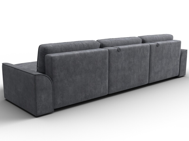 Диван угловой Лига-048 НПБ лонг, Велюр, BRUT 16 темно-серый