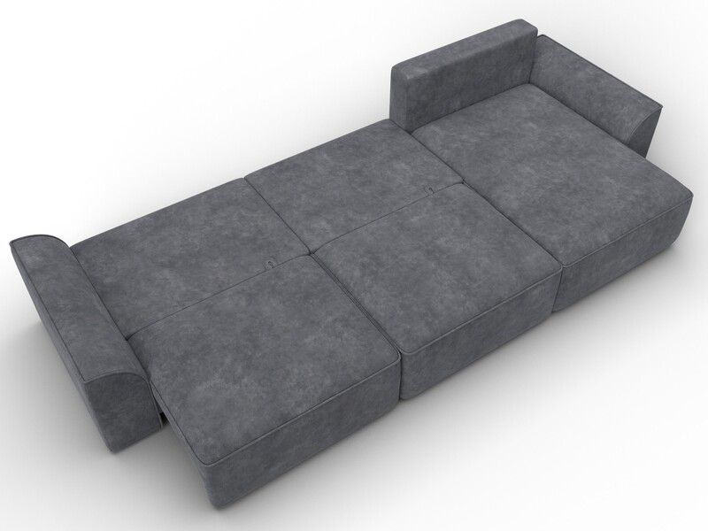 Диван угловой Лига-048 НПБ лонг, Велюр, BRUT 16 темно-серый