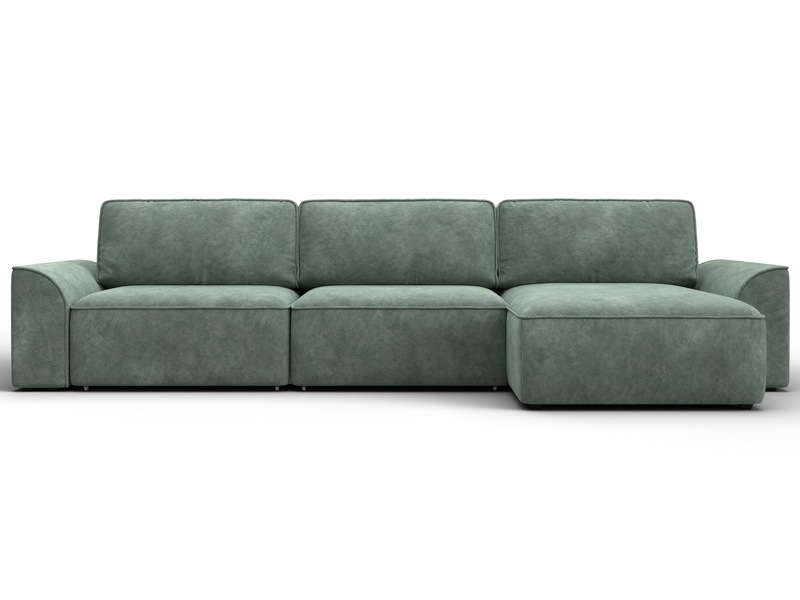 Диван угловой Лига-048 НПБ лонг, Велюр, BRUT 08 зеленый