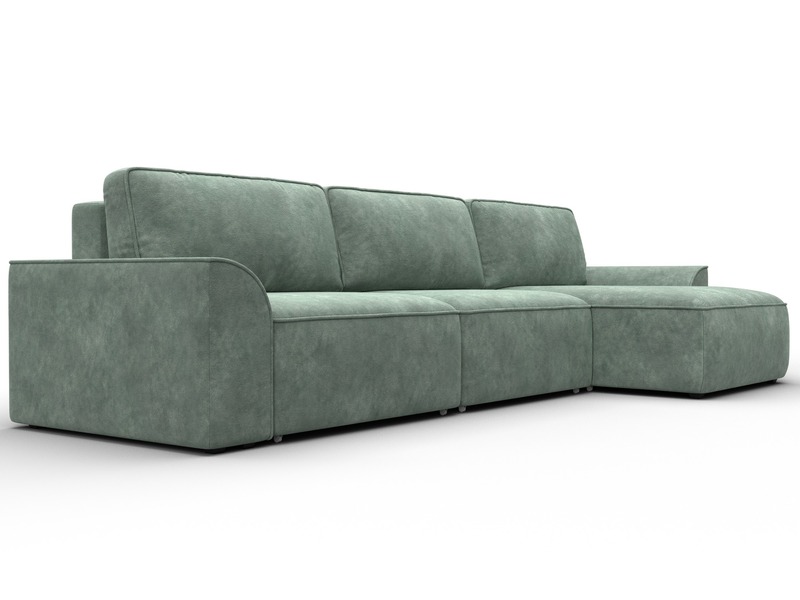 Диван угловой Лига-048 НПБ лонг, Велюр, BRUT 08 зеленый